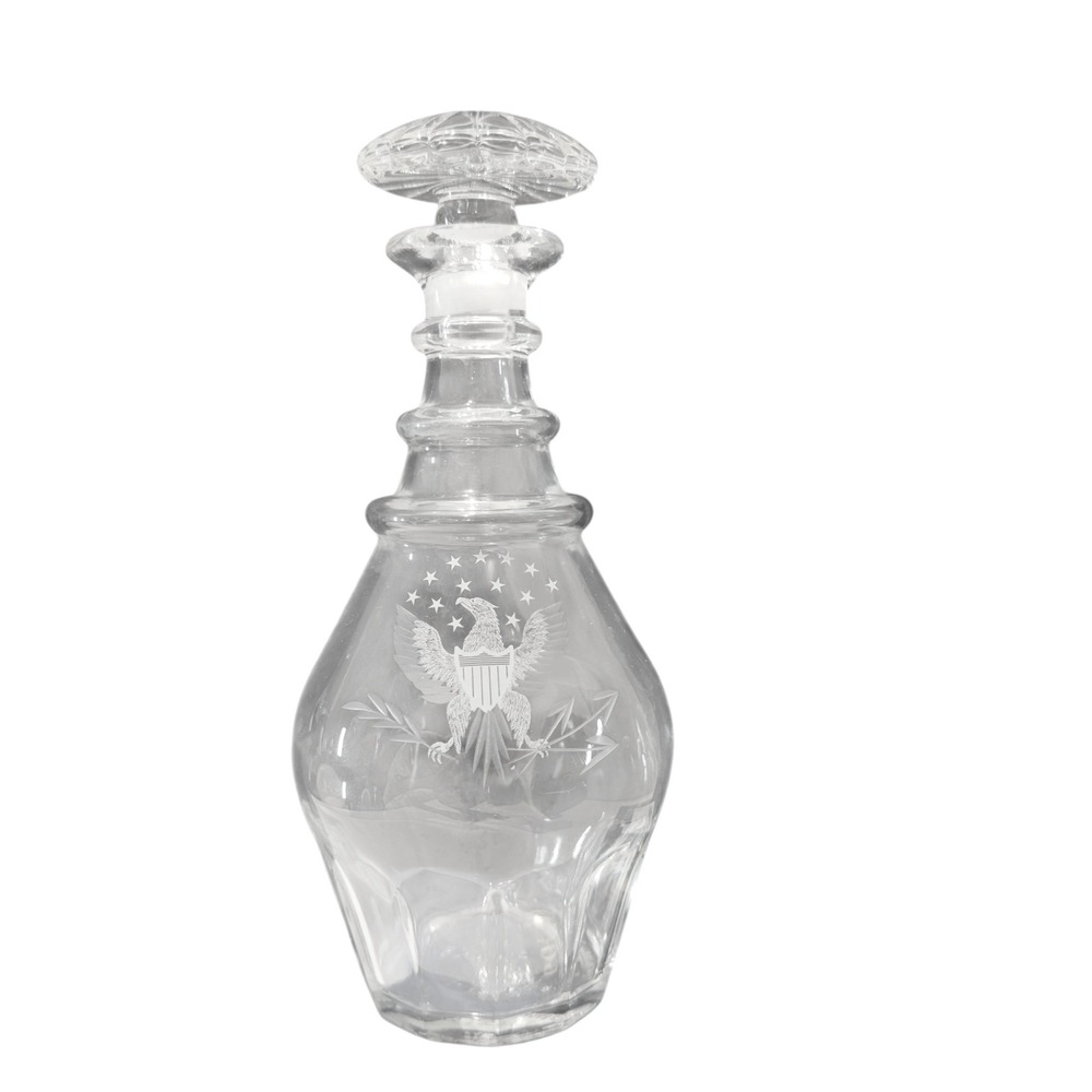 Vintage 1776 1976 Bicentennial Glass‎ Decanter Patriotic Eagle Shield Bottle